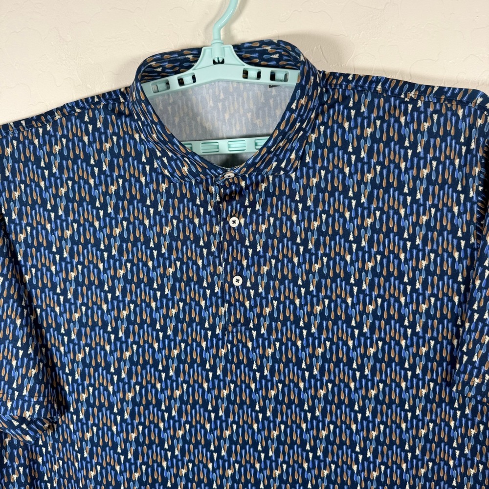 Turtleson Polo Shirt Mens 3XL Blue Performance Golf Luxury Athletic Arrow Print